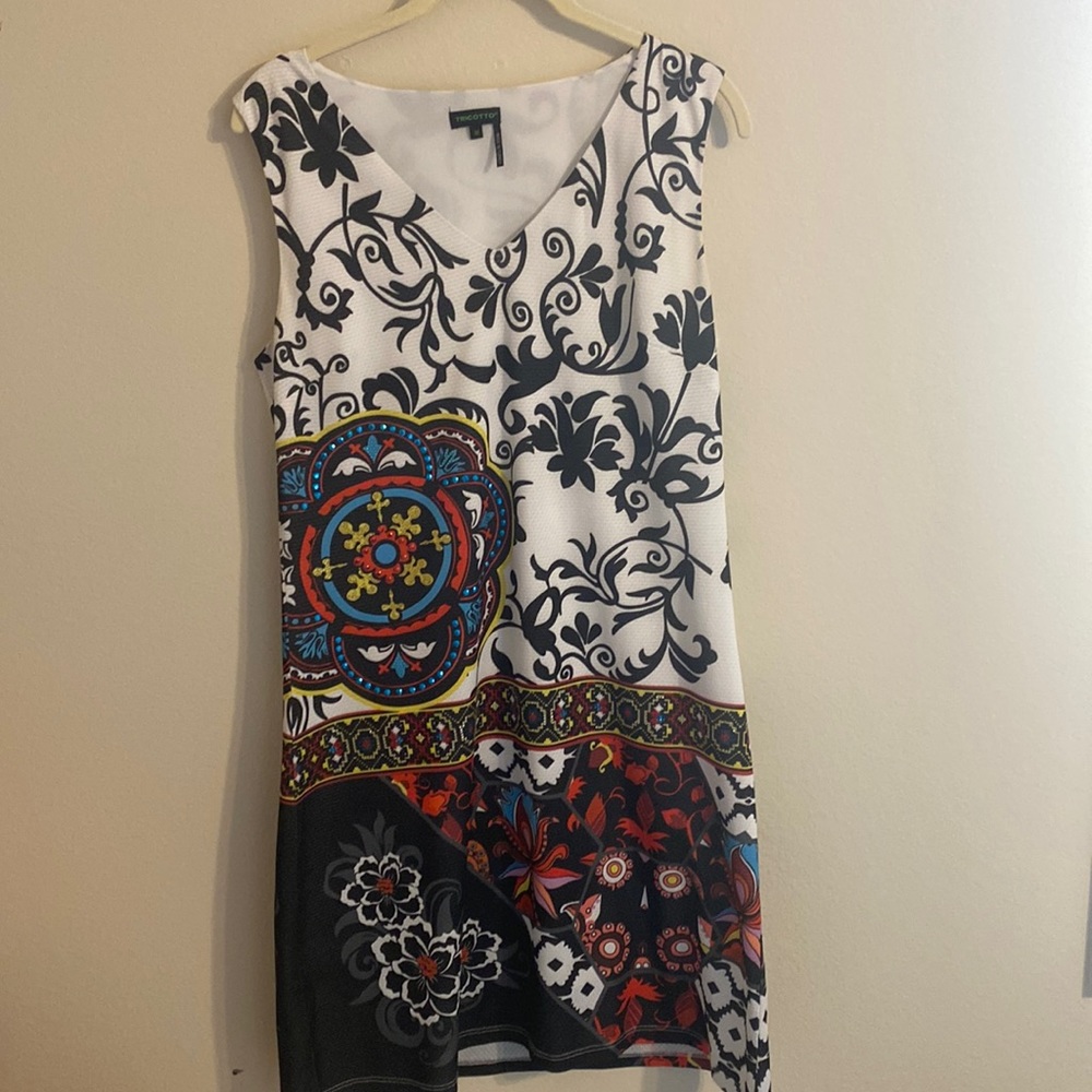 Tricotto multi-colored sleeveless dress. Size Medium